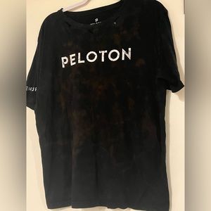 Peloton XL Century Black Tee Shirt DISTRESSED! TieDye Holes Grunge